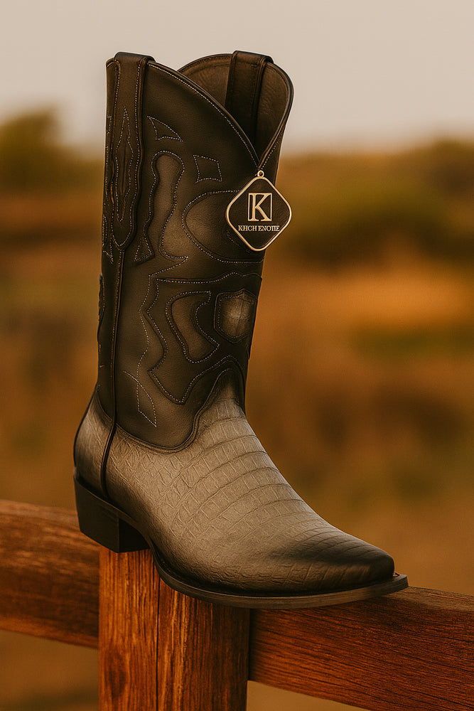 King Exotic Men's Caiman Belly Snip Toe Boots