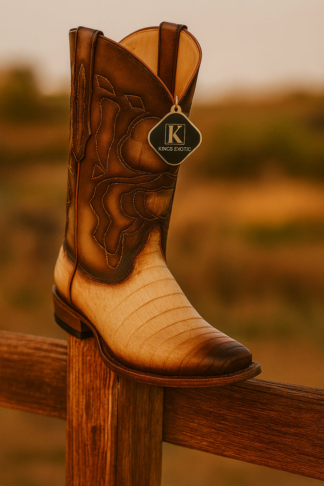 King Exotic Men's Caiman Belly Snip Toe Boots