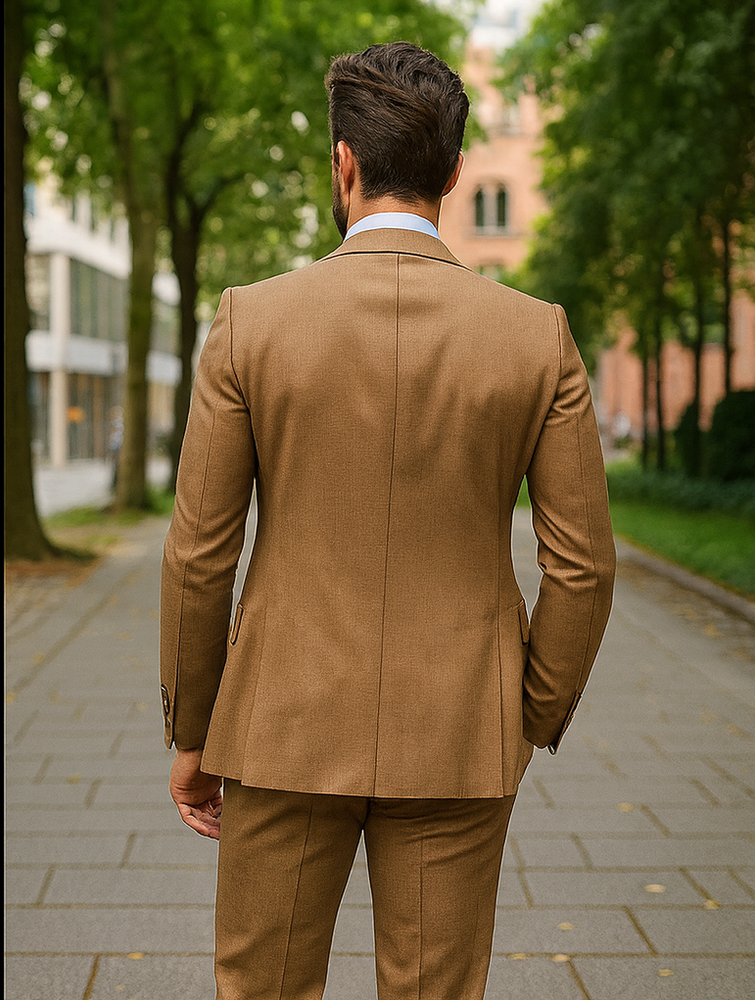 Premium Camel Brown Suit – Tailored 3-Piece Wedding Outfit