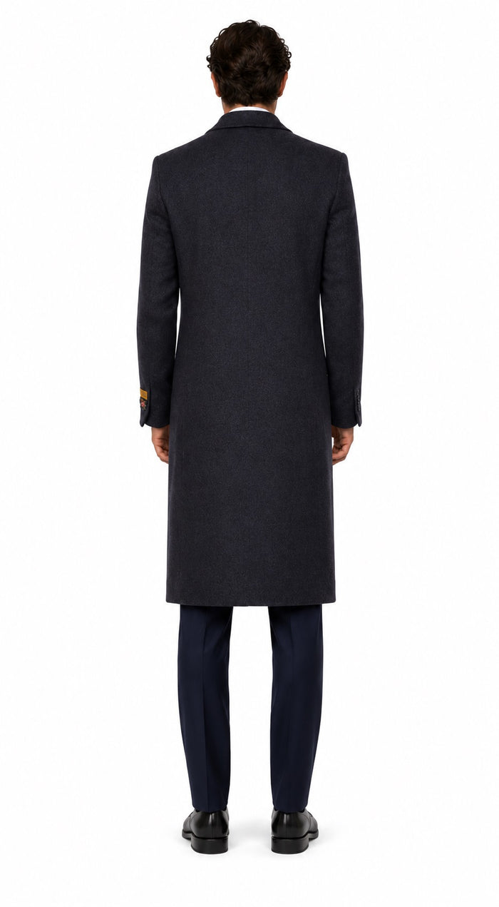 Mens Cashmere Blend Black Coat Full length - Cashmere Overcoat