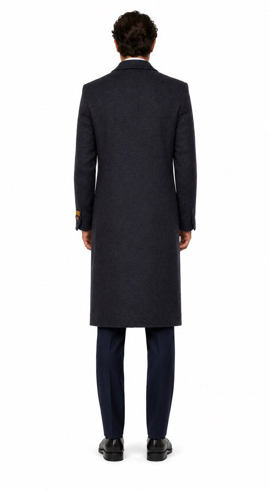 Mens Cashmere Blend Black Coat Full length - Cashmere Overcoat