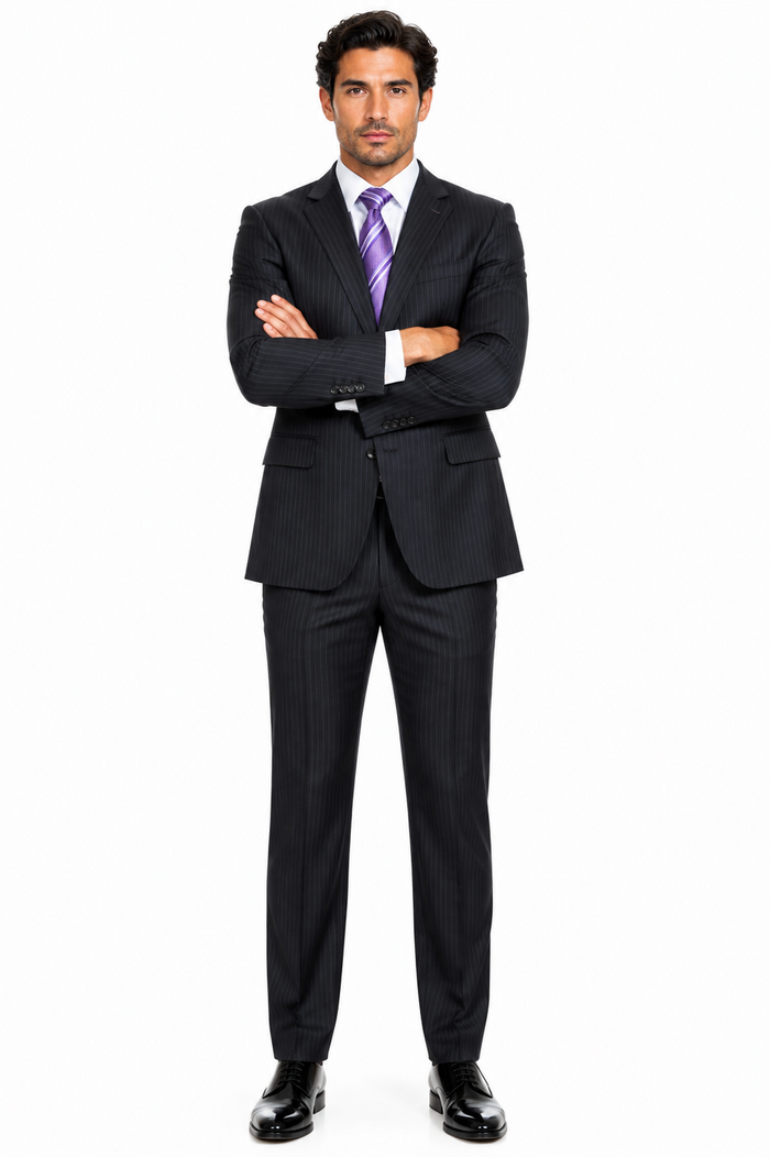 Men's Charcoal Pinstripe - Color: Dark Grey Suit
