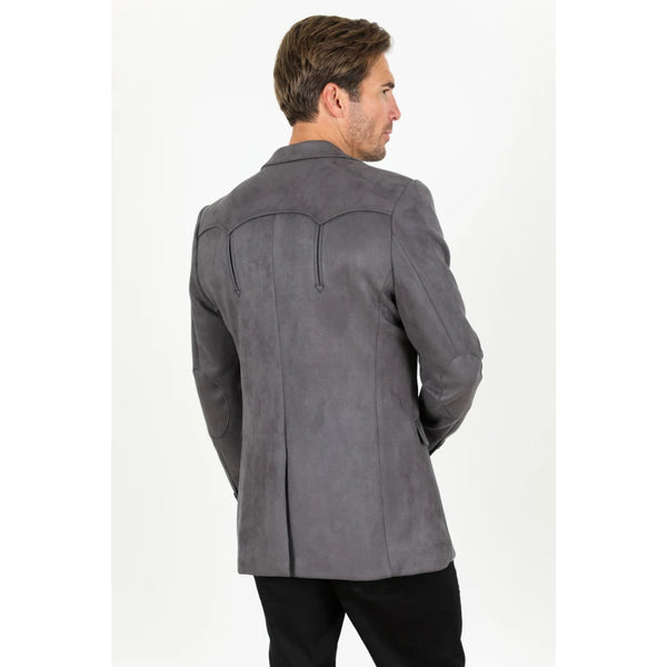 Men’s Charcoal Platini Faux Suede Double-Breasted Blazer Jacket