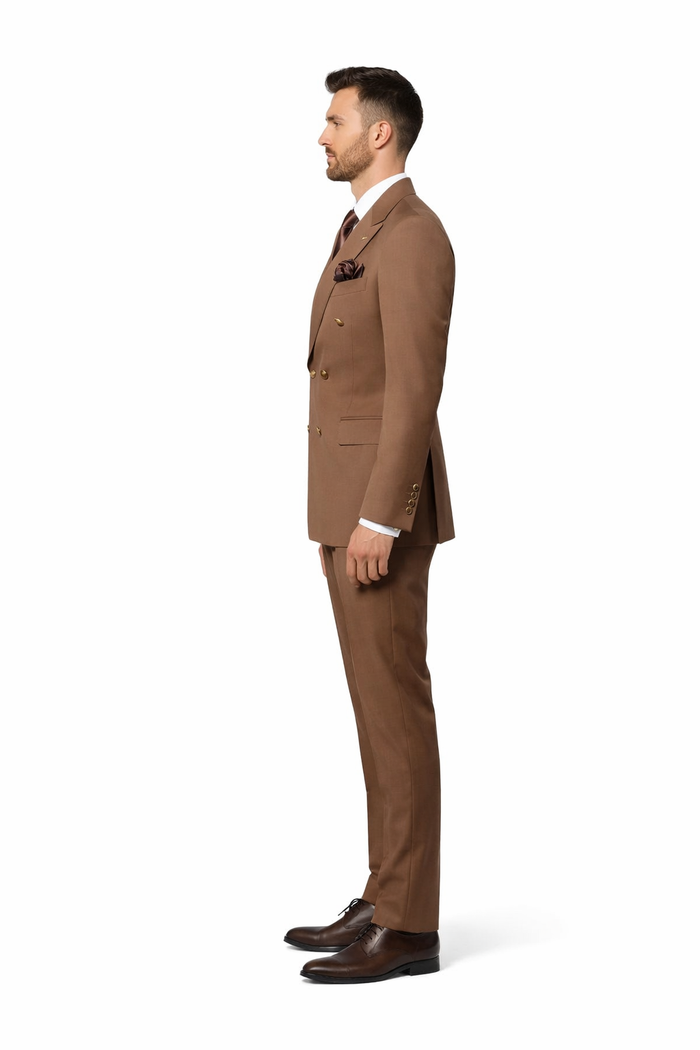 Rich Chestnut Double-Breasted Executive Suit by Rossiman