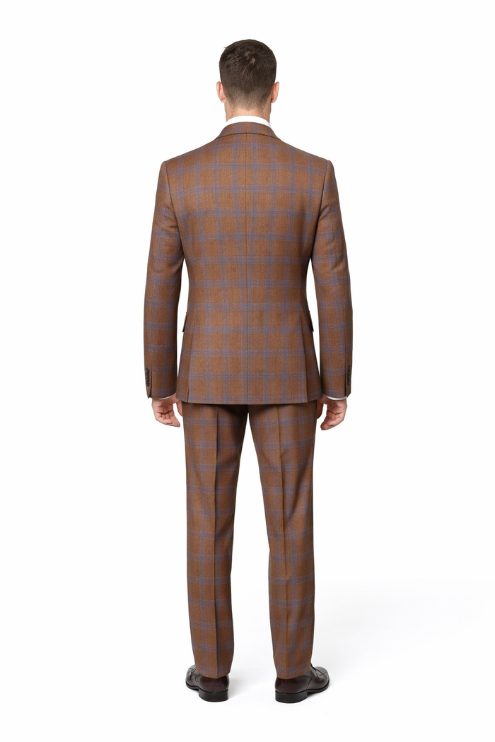 Chestnut Royale Plaid Double-Breasted 3-Piece Signature Suit