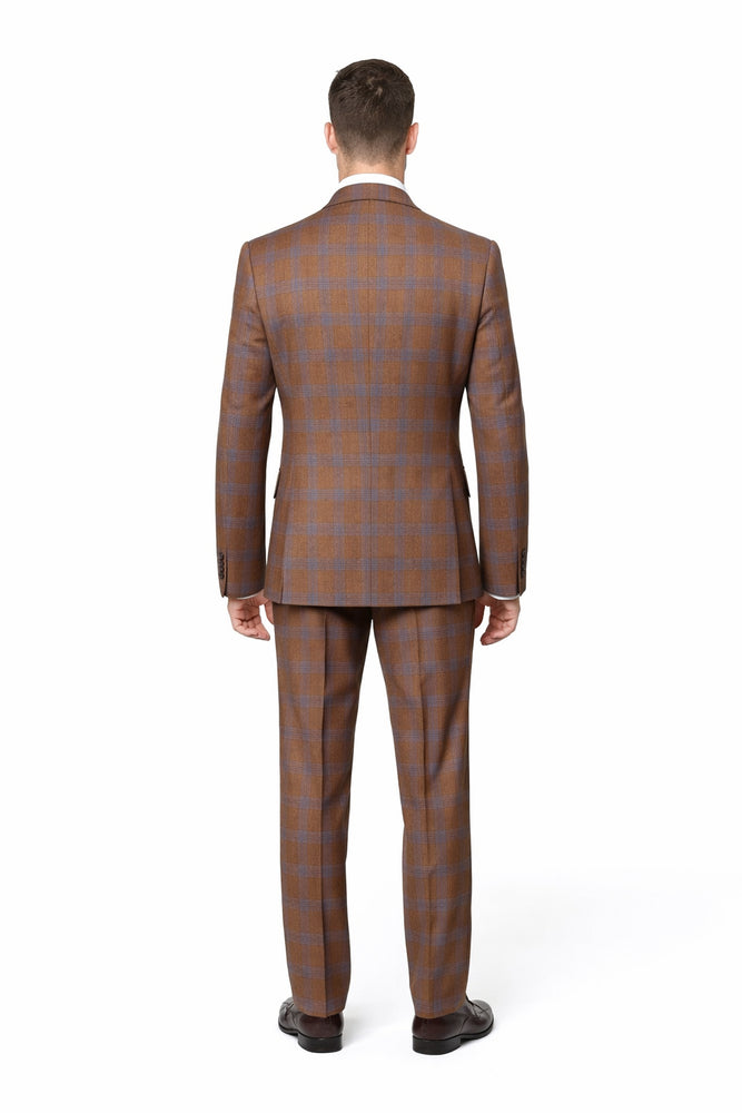 Chestnut Royale Plaid Double-Breasted 3-Piece Signature Suit