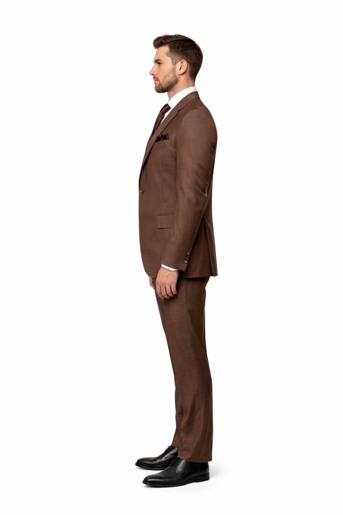 Chocolate Brown Executive Double-Breasted 3-Piece Suit by Rossiman