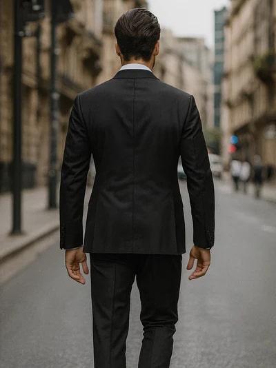 Men’s Premium Black Double Breasted Poplin Classic Suit