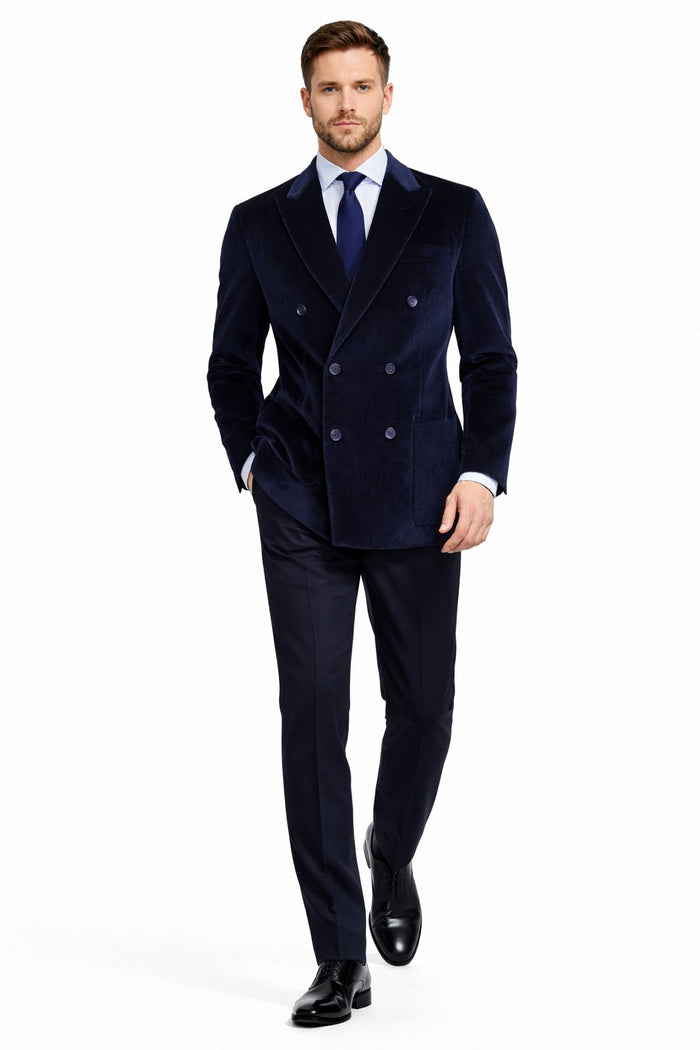 Men's Velvet Dark Navy Blue Blazer - Sport Coat For Men