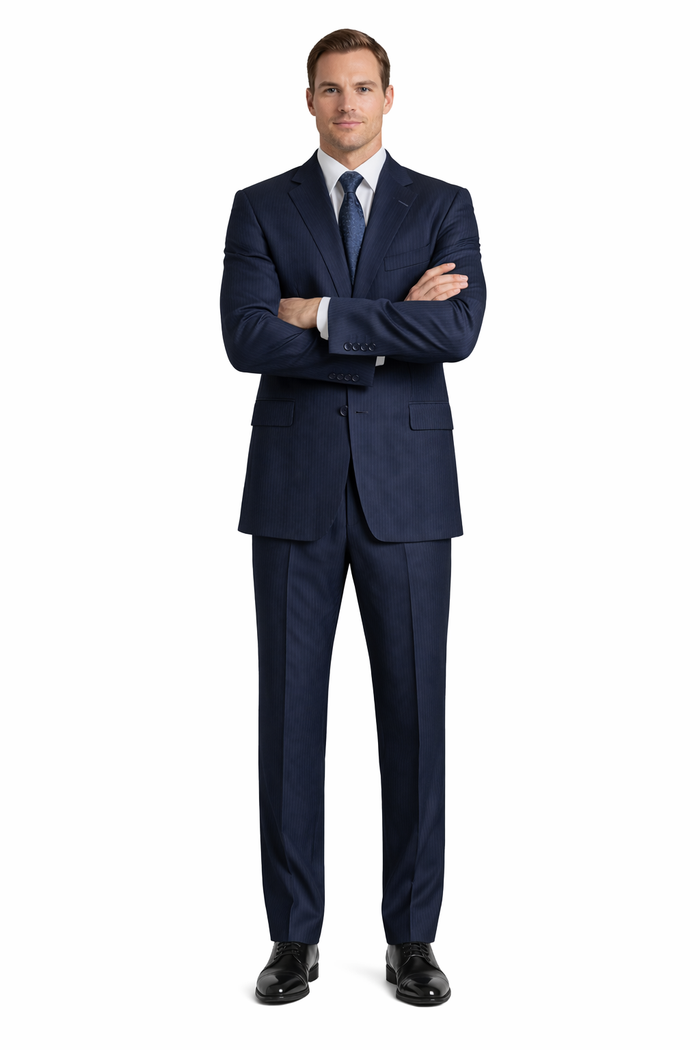 Men's Dark Navy Pinstripe Italian Design Suit