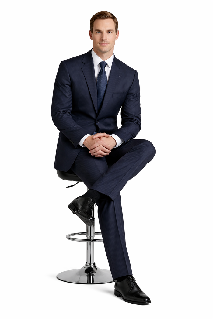 Men's Dark Navy Pinstripe Italian Design Suit