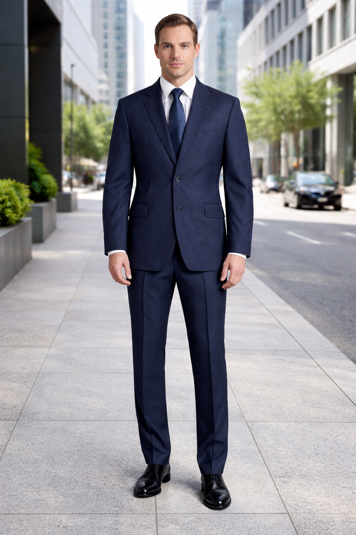Men's Dark Navy Pinstripe Italian Design Suit