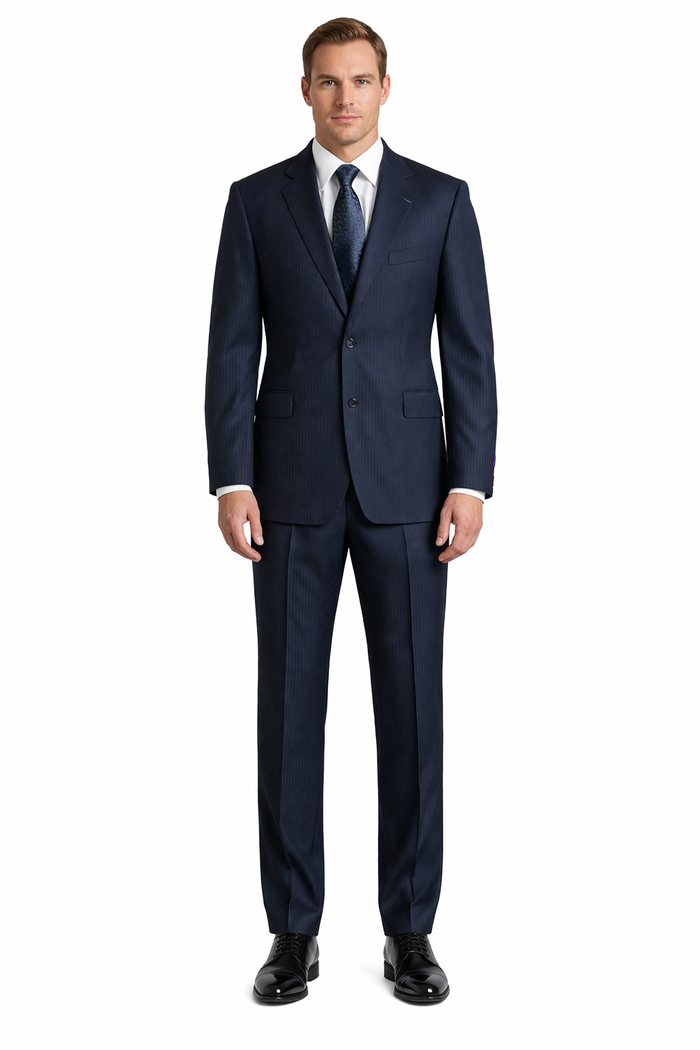 Men's Dark Navy Pinstripe Italian Design Suit