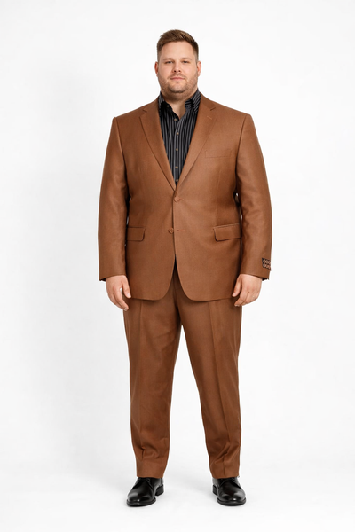 Men's Designer 2-Button With Sheen Rust ~ Peach Sharkskin Suit