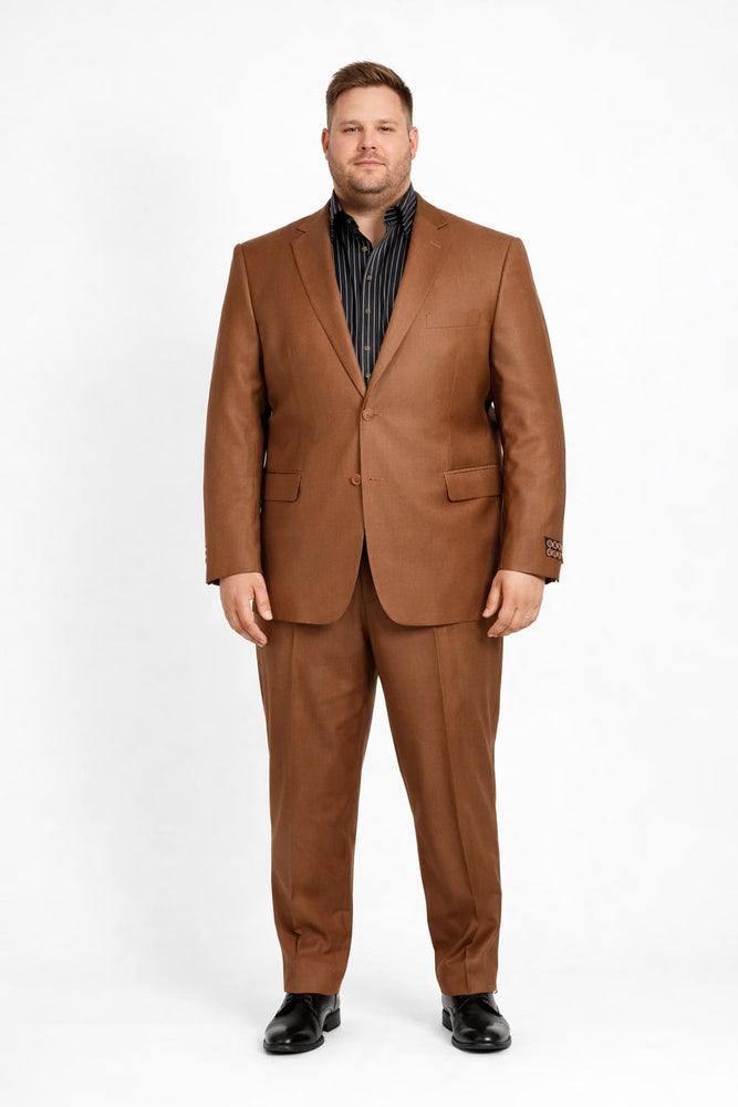 Men's Designer 2-Button With Sheen Rust ~ Peach Sharkskin Suit