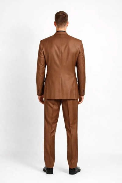 Men's Designer 2-Button With Sheen Rust ~ Peach Sharkskin Suit