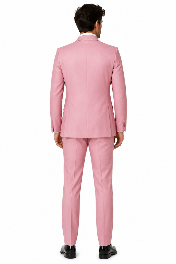 Men's Designer Double Breasted Wool Suit in Blush Pink