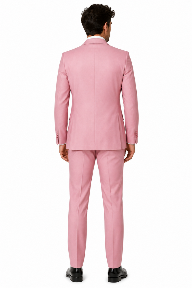 Men's Designer Double Breasted Wool Suit in Blush Pink