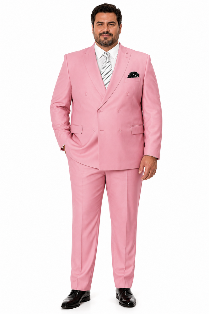 Men's Designer Double Breasted Wool Suit in Blush Pink