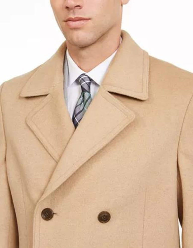 Men's Wool Blend Peacoat | Double Breasted Topcoat | Camel Car Coat