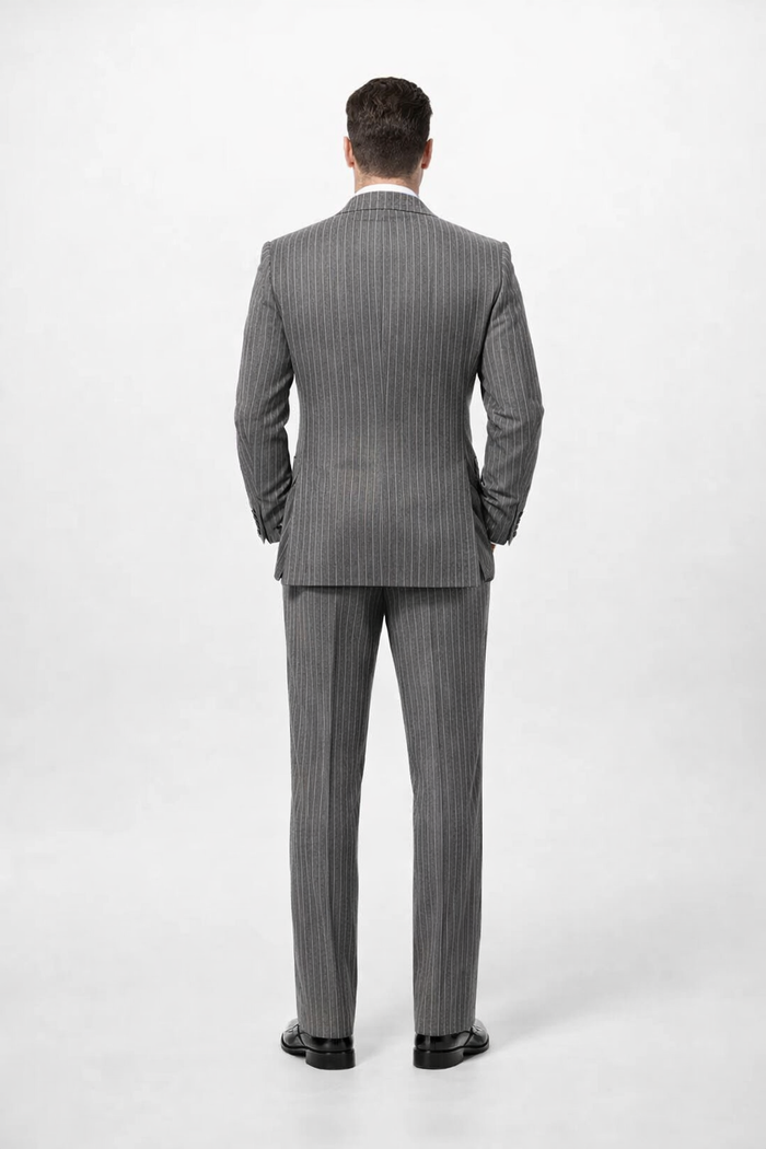 Mens Double Breasted Charcoal Grey Suit