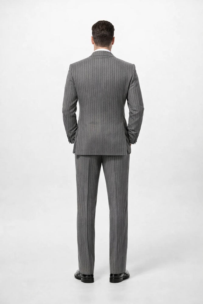 Mens Double Breasted Charcoal Grey Suit