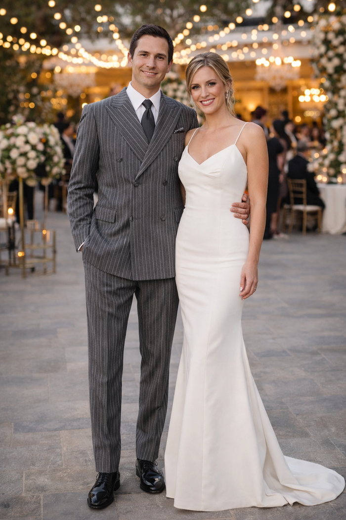 Mens Double Breasted Charcoal Grey Suit