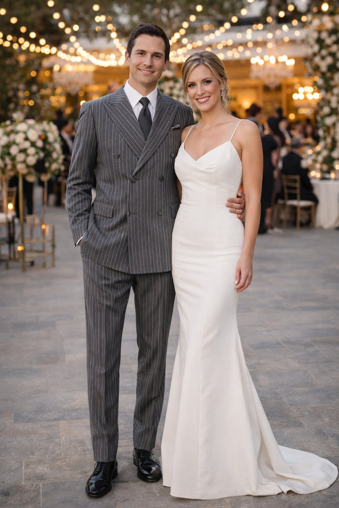 Mens Double Breasted Charcoal Grey Suit