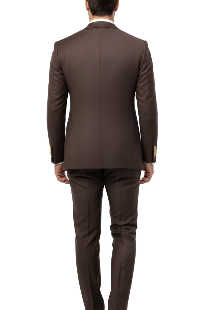 Mens Double Breasted Suits Gold Buttons -  Brown Suit - Double Breasted Blazer
