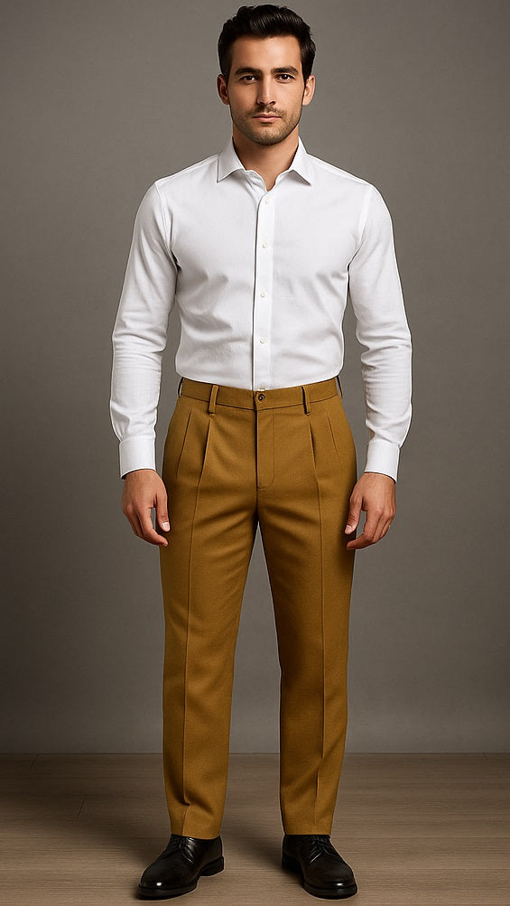 Mens Double Pleated Pants / Slacks Comfortable fit