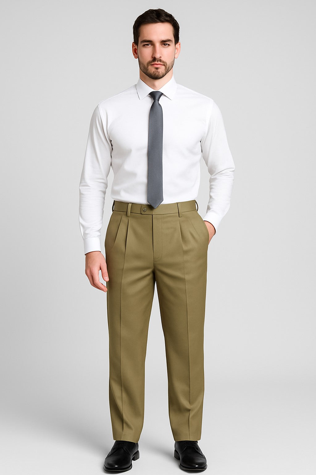 Mens Double Pleated Trousers - Double Pleated Dress Pants - Slacks Black main image 0
