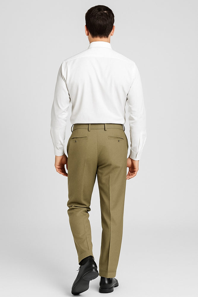 Mens Double Pleated Trousers - Double Pleated Dress Pants - Slacks Beige