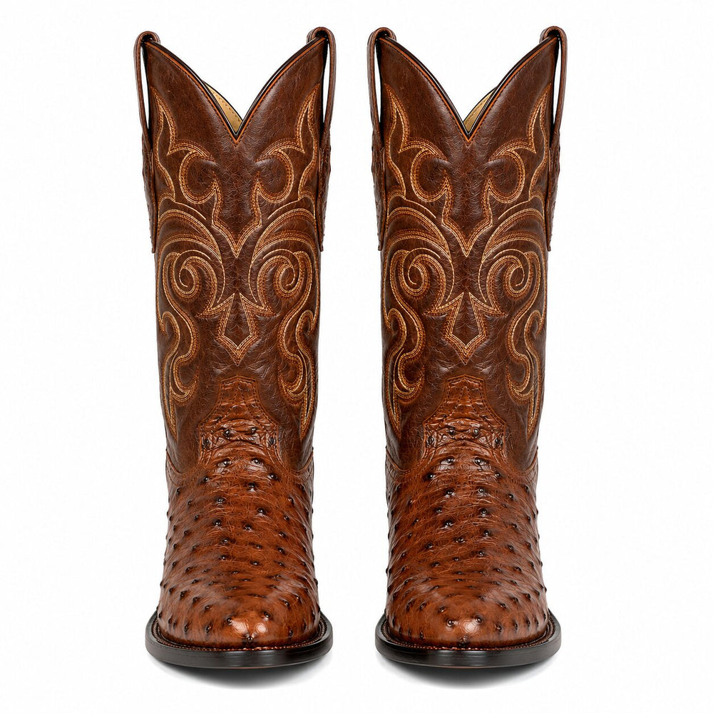 Los Altos Men's Kango Tabac Genuine Ostrich Round Toe Boots