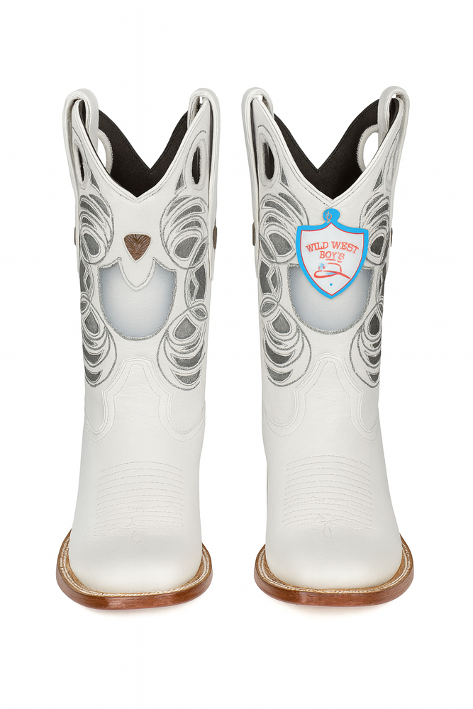 Wild West Botas de Panza de Avestruz Horma Square Toe White