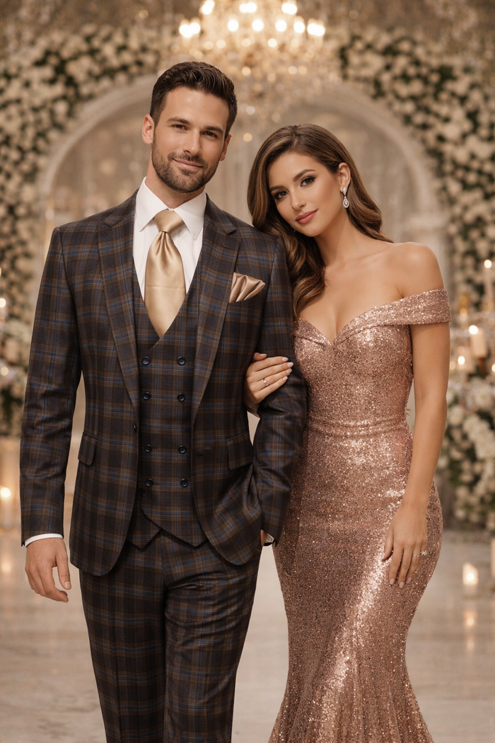 Brown & Blue Highland Plaid 3-Piece Tailored Heritage Suit