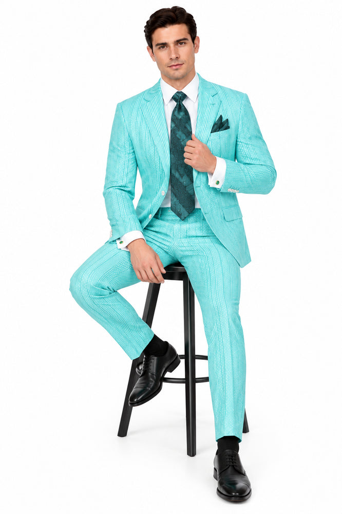 Mens Fashion Dress Shirts and Ties Mint Colorful Men's Dress Shirt
