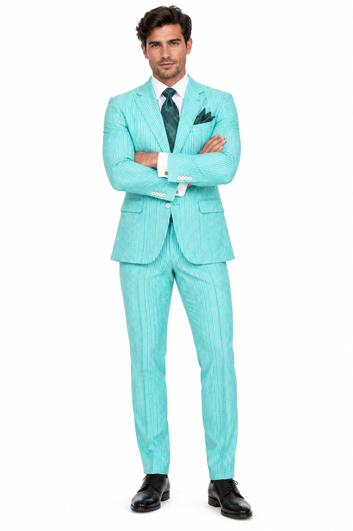 Mens Fashion Dress Shirts and Ties Mint Colorful Men's Dress Shirt