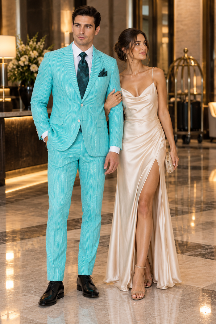 Mens Fashion Dress Shirts and Ties Mint Colorful Men's Dress Shirt