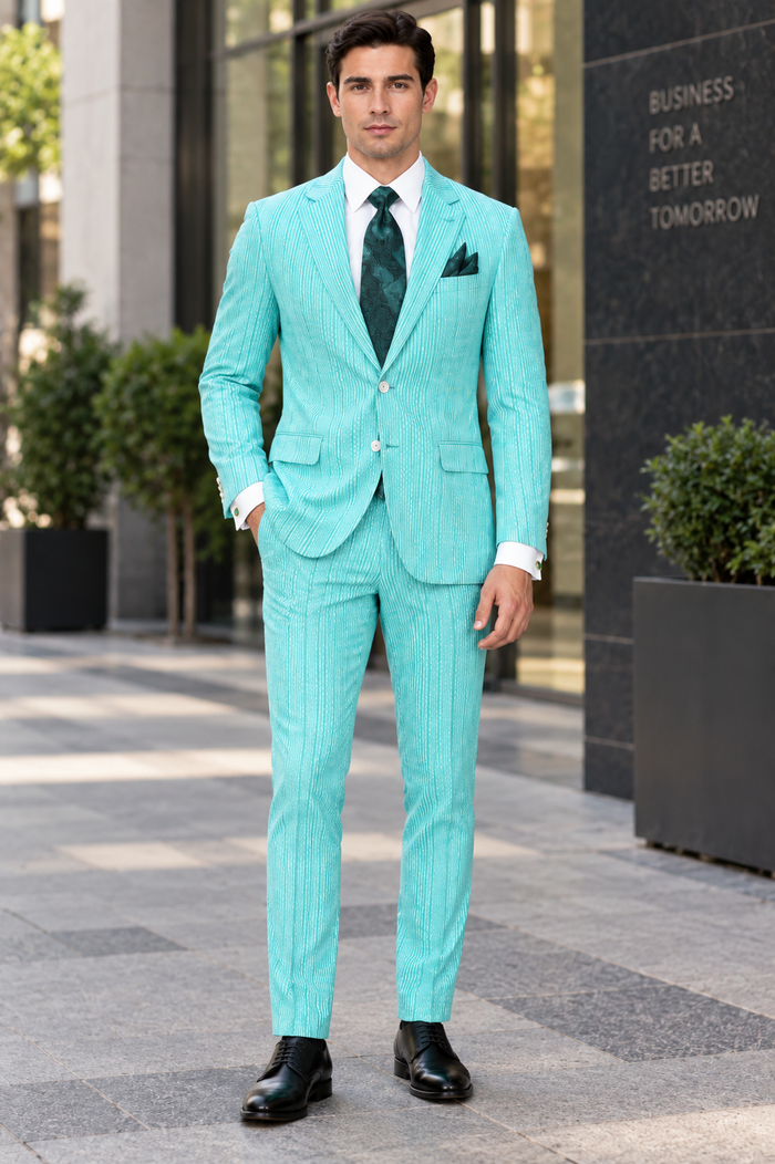 Mens Fashion Dress Shirts and Ties Mint Colorful Men's Dress Shirt