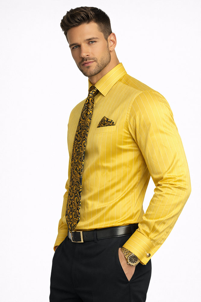 Gold Colorful Men's Dress Shirt