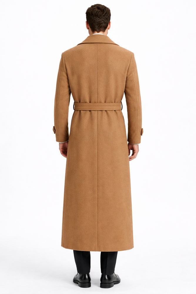Mens Full Length and Cashmere Overcoat - Winter Topcoats - Camel - Vicuna Coat