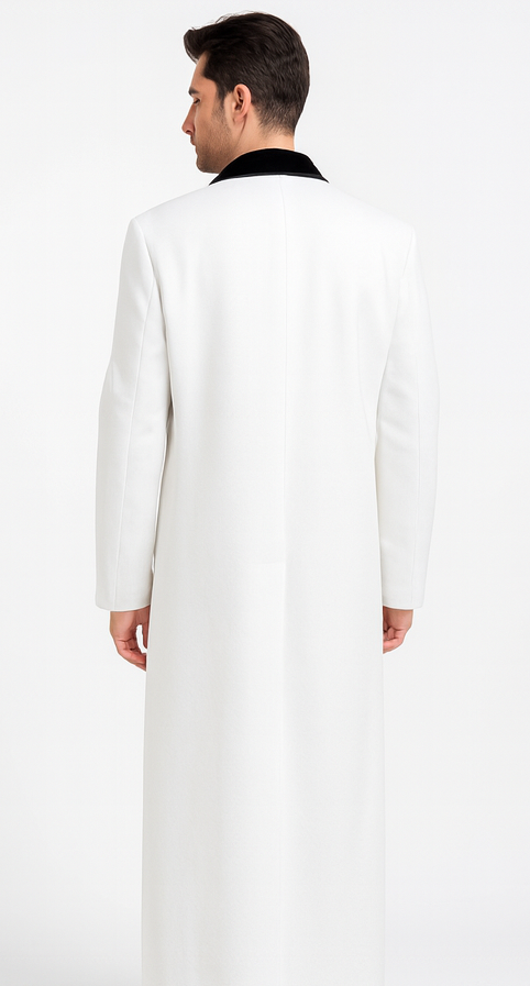 Mens Full Length and Cashmere Overcoat - Winter Topcoats - White Coat