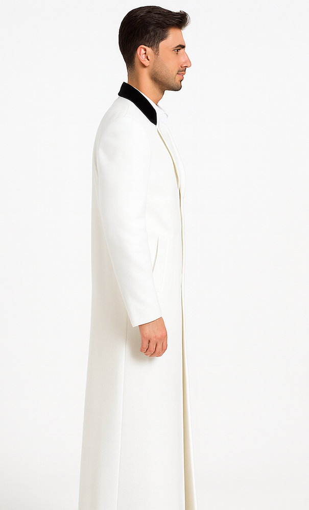 Mens Full Length and Cashmere Overcoat - Winter Topcoats - White Coat