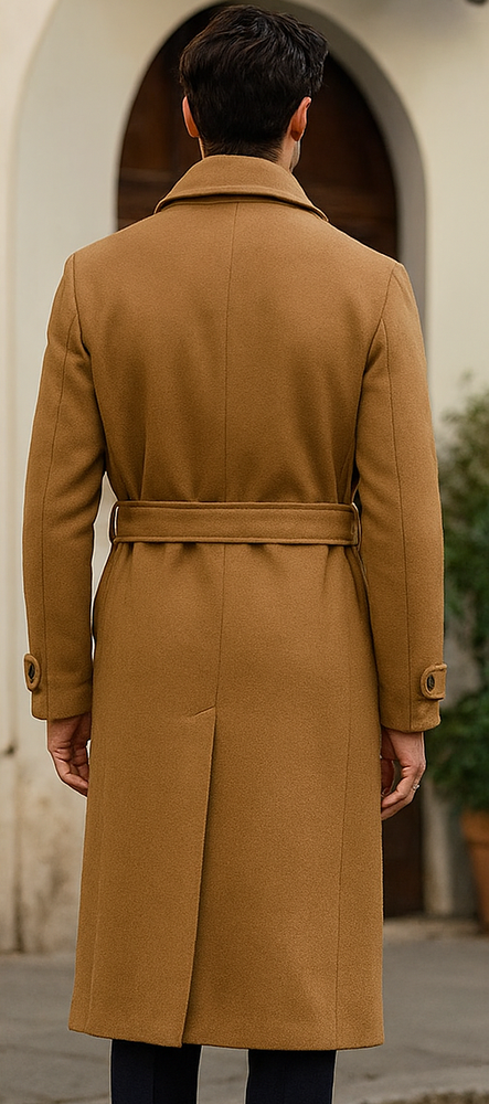 Mens Full Length and Cashmere Overcoat - Winter Topcoats - Camel - Vicuna Coat