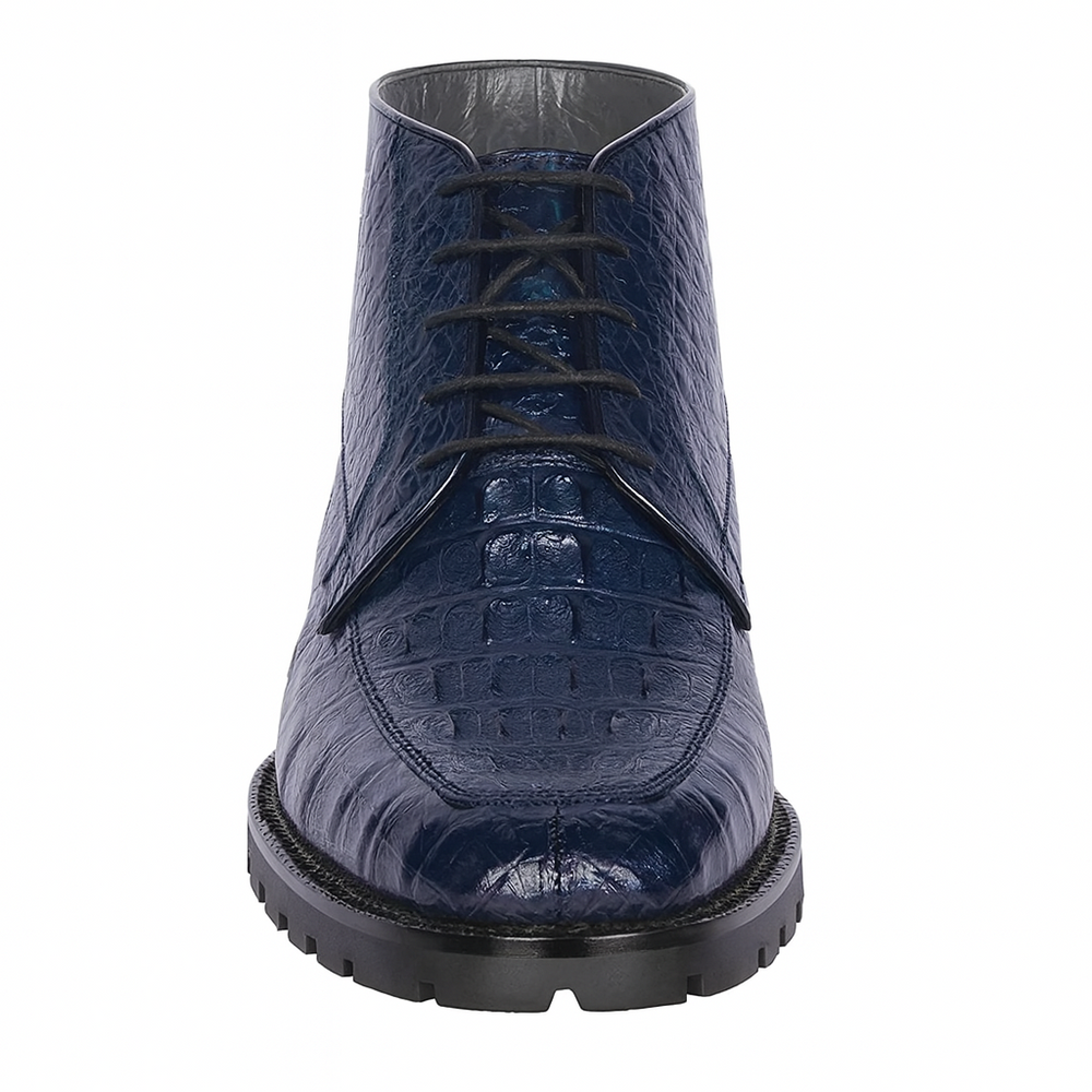 Men's Genuine Caiman Hornback Square Toe Cowboy Boots - Los Altos Navy