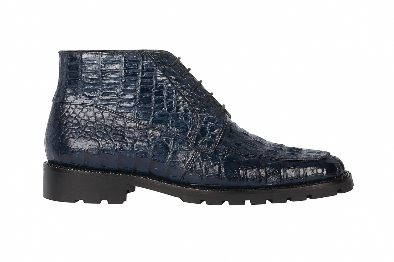 Men's Genuine Caiman Hornback Square Toe Cowboy Boots - Los Altos Navy