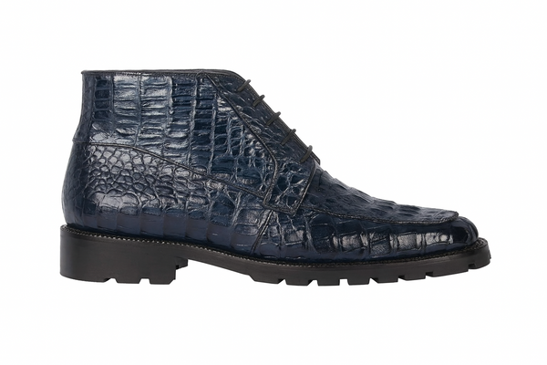 Men's Genuine Caiman Hornback Square Toe Cowboy Boots - Los Altos Navy