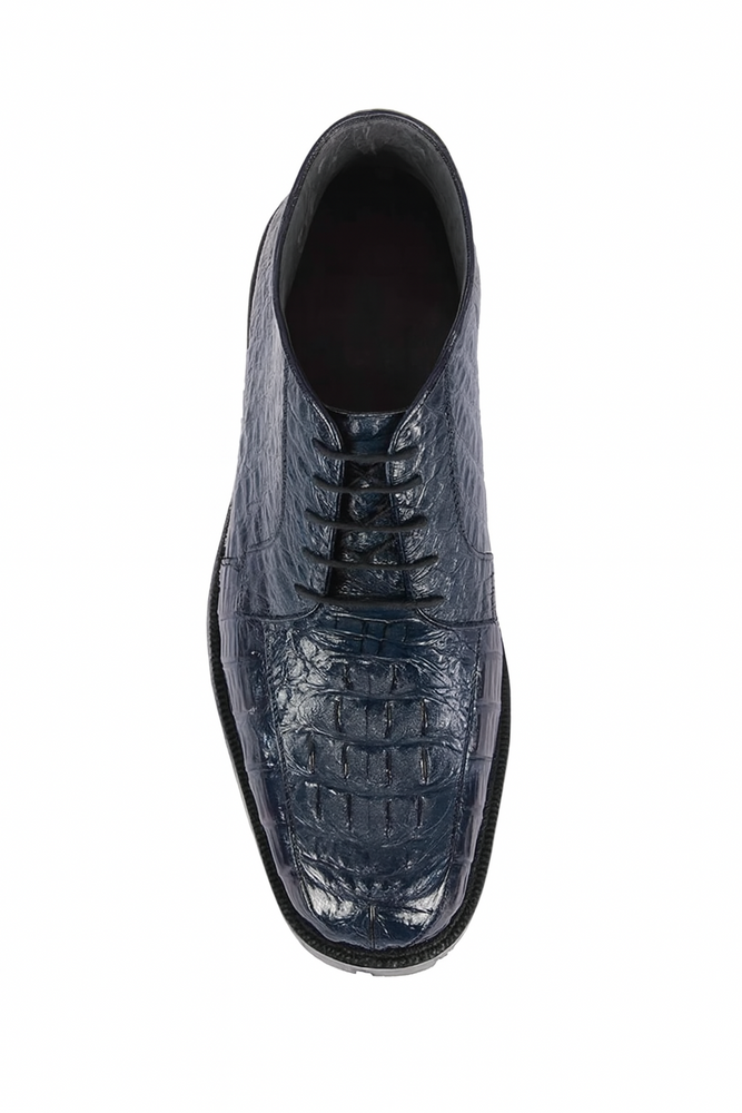 Men's Genuine Caiman Hornback Square Toe Cowboy Boots - Los Altos Navy