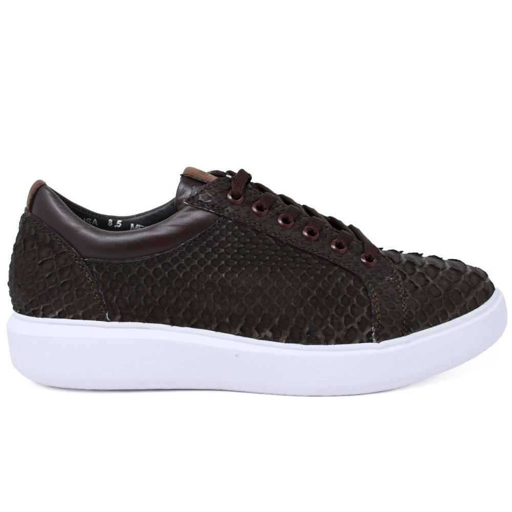 Men's Genuine Full Python Skin Sneakers - Brown