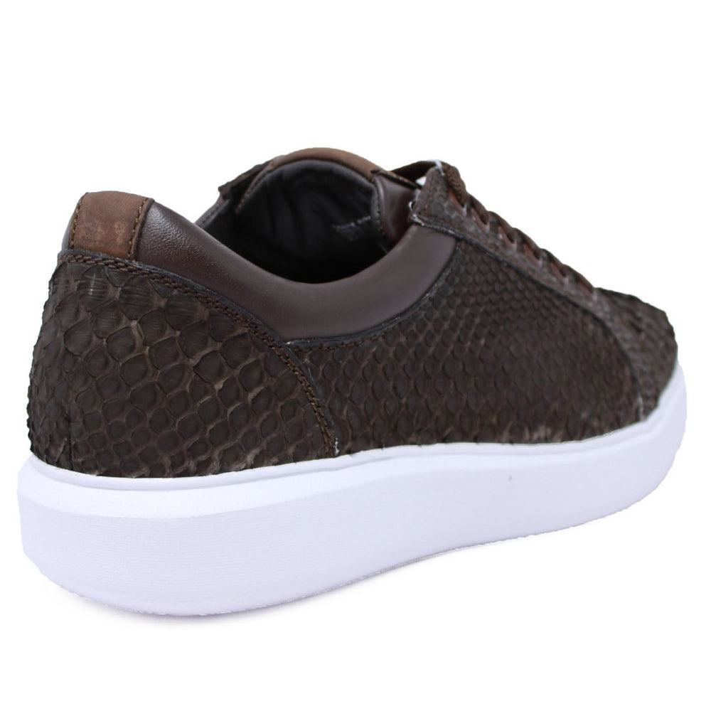 Men's Genuine Full Python Skin Sneakers - Brown